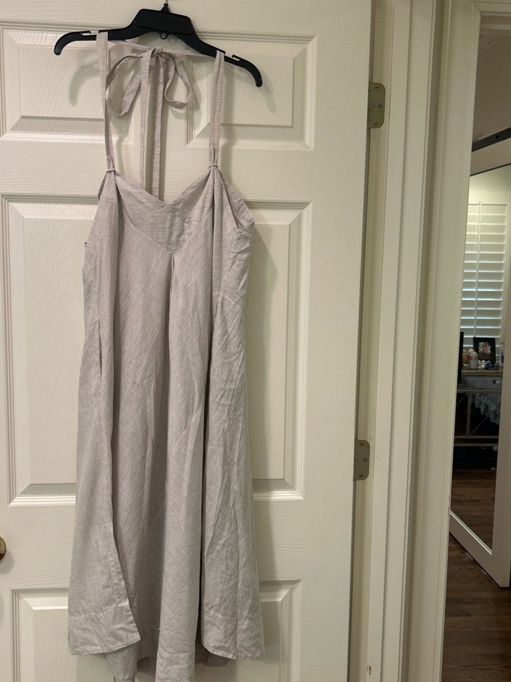Malia Mills Striped Light Gray Button-Dress